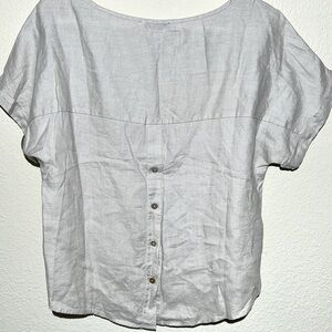 Rachel Zoe Linen Blouse High Low Button Back